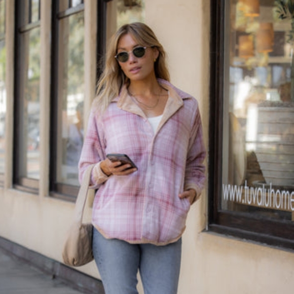 AMARYLLIS Reversible Corduroy🍀 Jacket in Camel Brown/Plaid - Picture 1 of 10